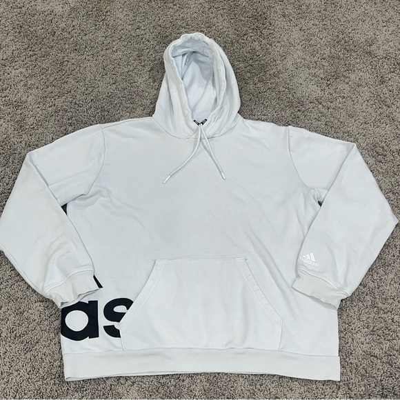 ADIDAS Post Game Badge of Sport Oversized White Pullover Hoodie Men’s Small - Picture 1 of 9
